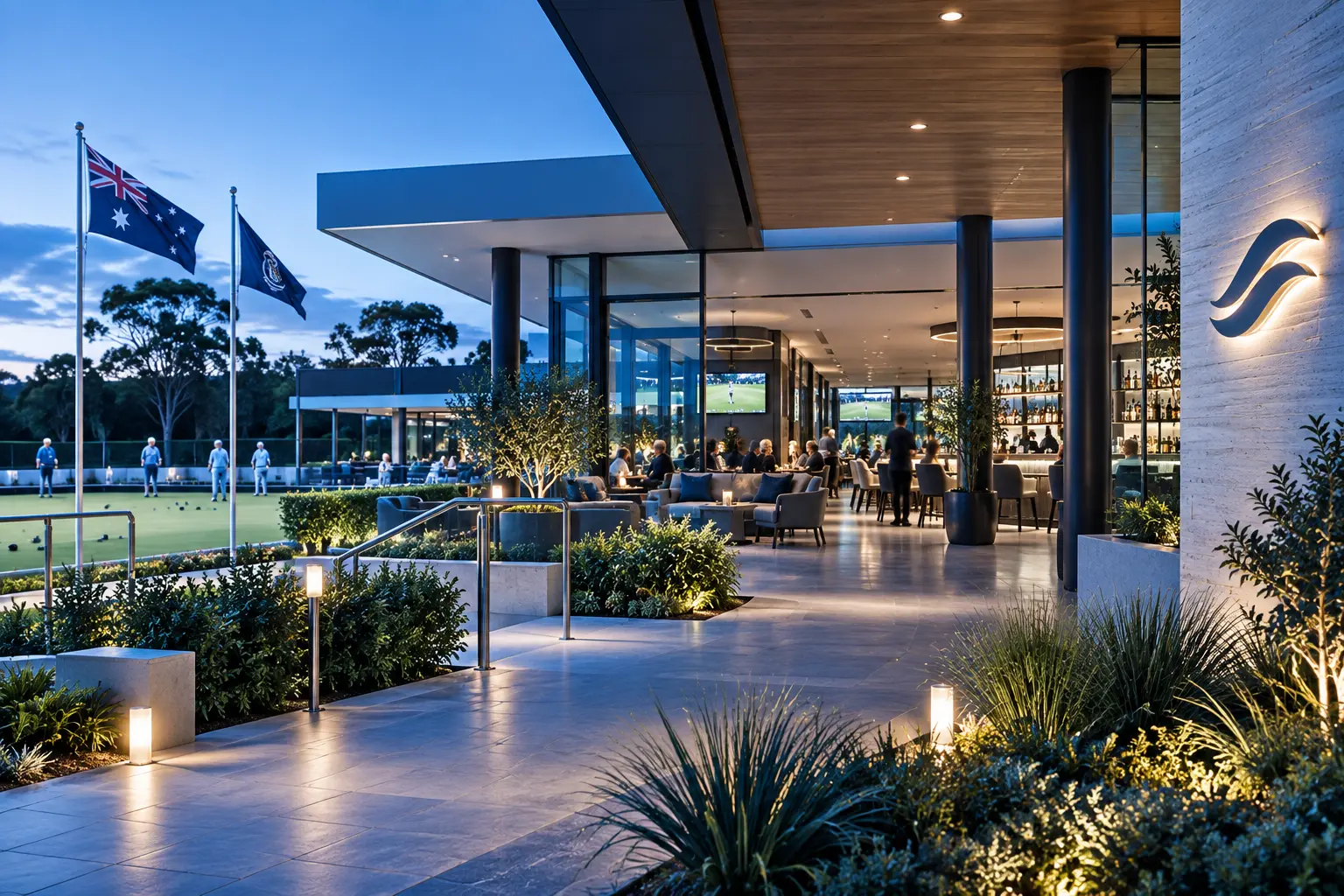 Australian club with hospitality and outdoor entertainment areas